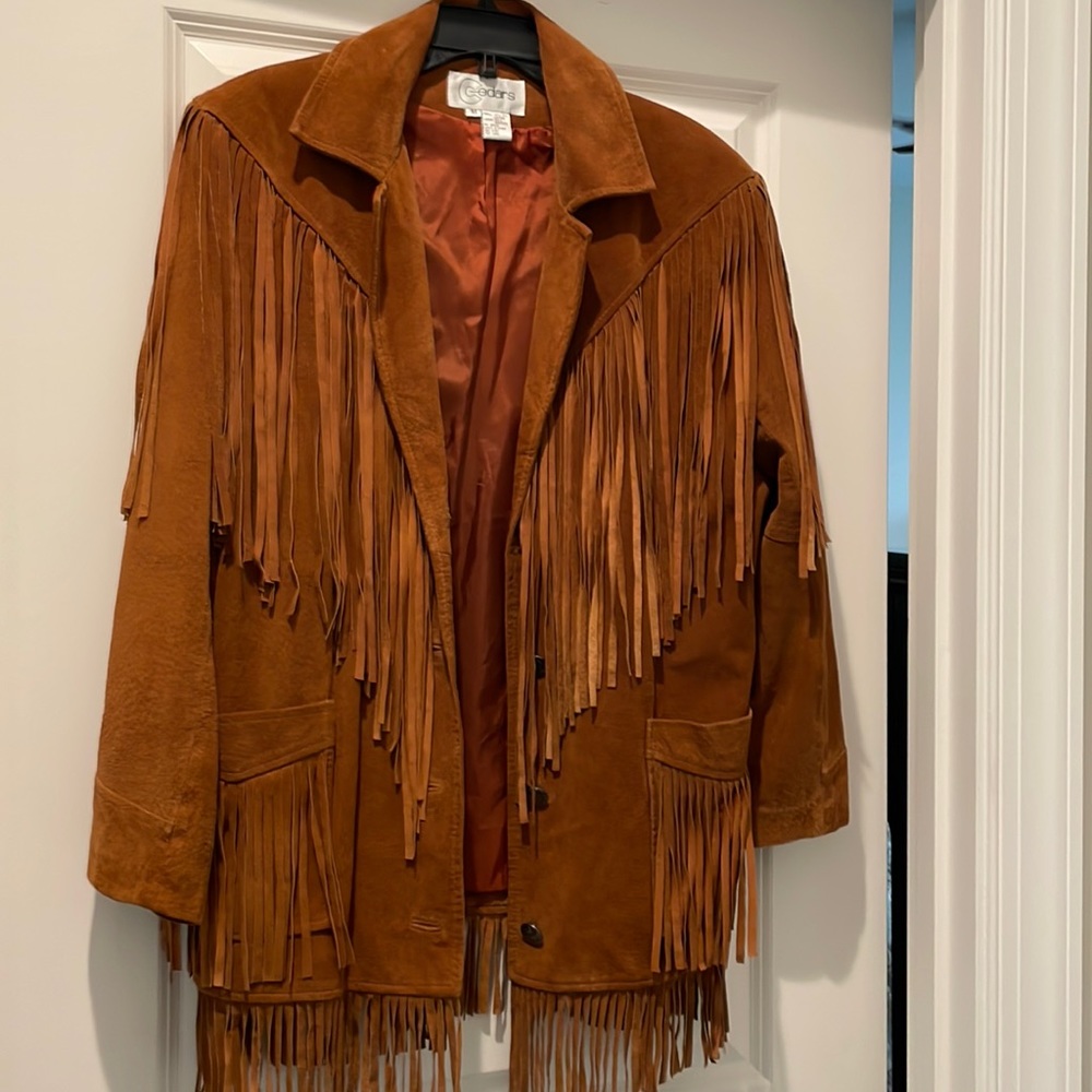Leather fringe jacket